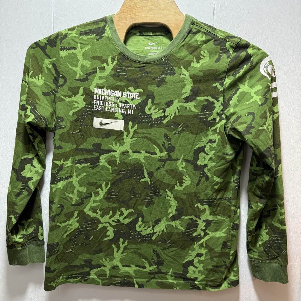 Nike Michigan State Green Camo Salute To Service Shirt‎ Long Sleeve Size Large